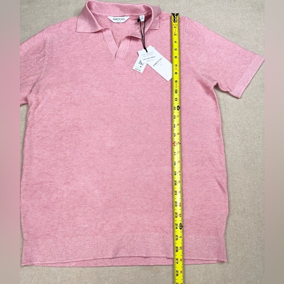 Kenneth Cole New York Polo Sweater Shirt Men's Size M Pink Heathered Knit - Picture 9 of 12